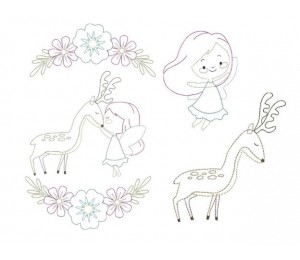 Stickserie - Fee liebt Reh Fransenappli